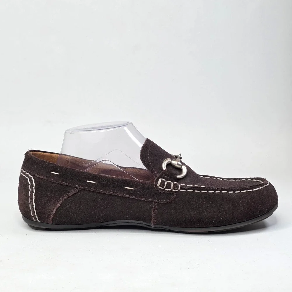 Nunn Bush Men's Loafers Size 8.5 M Dark Brown Suede Slip On Horsebit Dress Shoes